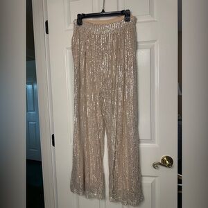 NEW Cider Sparkling Sequin Wide-Leg Pants - Size Medium